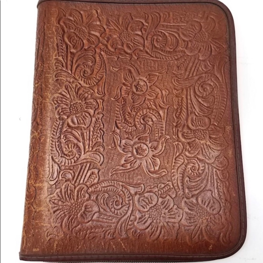 Hand tooled leather binder
